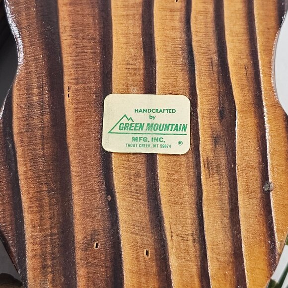 Handcrafted Green Mountain Wooden Owl Wall Art Rustic Decor Unique Felt Eyes - Picture 3 of 8